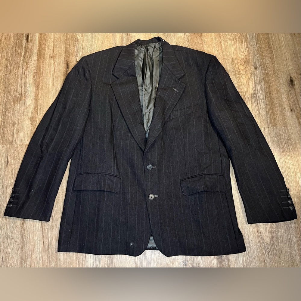 Christian Dior Men’s Suit Jacket Blazer Coat Size 43S Black Pinstripe Wool